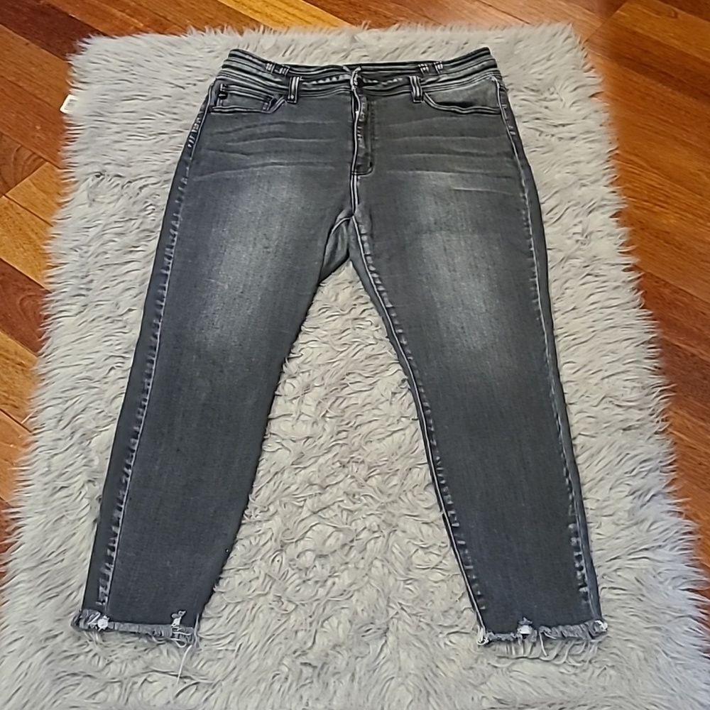 Kancan womens hi waisted‎ gray ankle cut off skinny jeans size 32